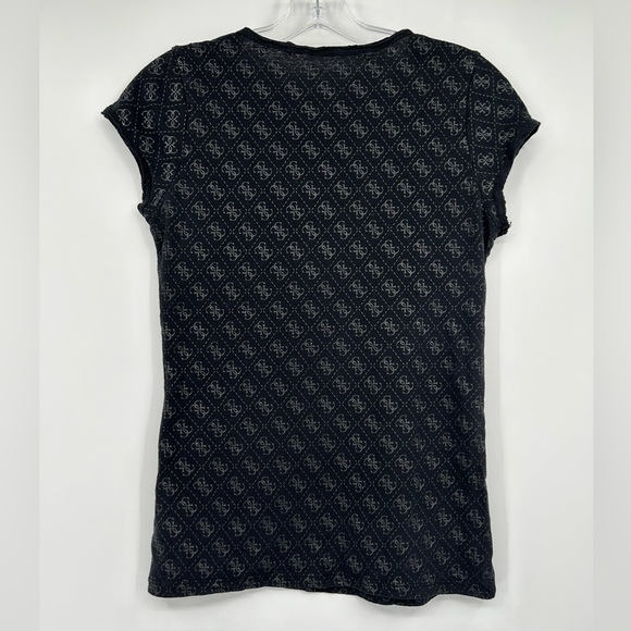 Guess Black Monogram V-neck T-shirt Size Medium - Picture 2 of 2